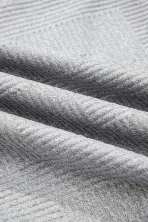Medium Grey Trendy Textured Half Zip Loose Sweatshirt - Image 11