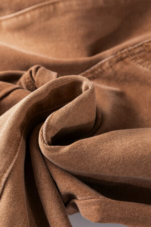 Coffee High Waist Button Fly Seamed Raw Hem Flare Jeans - Image 6