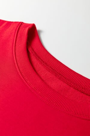 Fiery Red Floral Bow Patched Exposed Seam Patchwork Slit Baggy Sweatshirt - Image 8