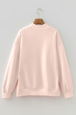 Light Pink Oversize Blessed Embroidered Mock Neck Sweatshirt - Image 15
