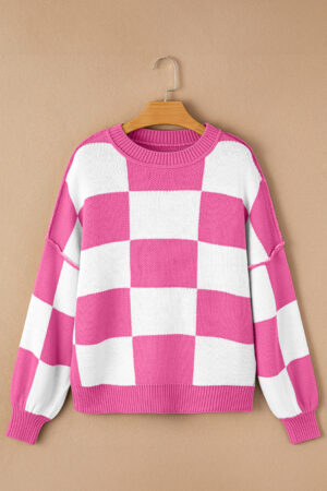 Rose Checkered Bishop Sleeve Sweater - Image 4
