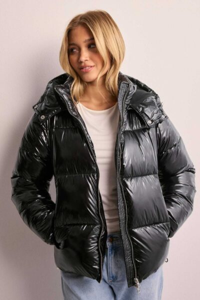 Black winter casual hooded cotton-padded thick and warm jacket