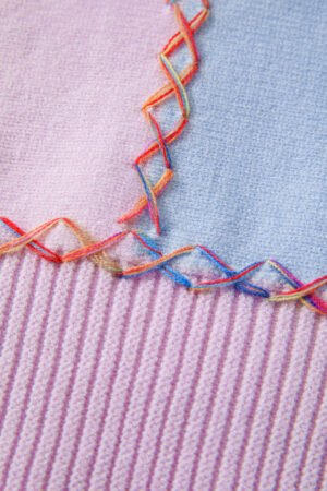 Orchid Bouquet Rainbow Stitching Balloon Sleeve Relaxed Sweater - Image 8