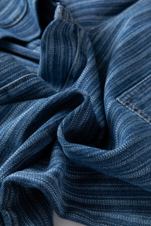 Blue Stripe Contrasted Drawstring Pocketed Loose Jeans - Image 11