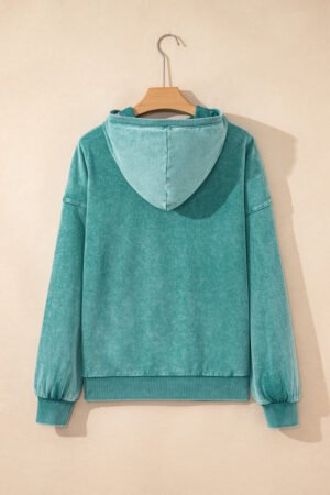 Canton Half Zip Kangaroo Pocket Mineral Wash Baggy Hoodie - Image 5
