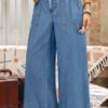 Ashleigh Blue Plus Size Elastic Waist Ruffled Wide Leg Denim Pants