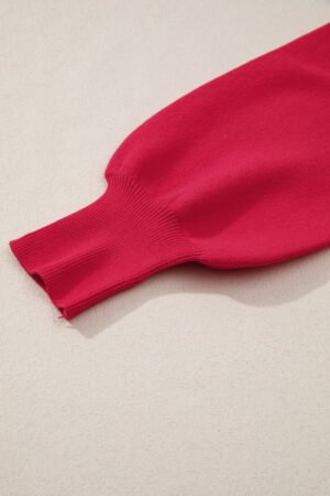 Fiery Red HO HO HO MERRY CHRISTMAS Drop Shoulder Loose Sweater - Image 7
