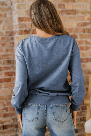 Real Teal saved by grace Letter Embroidery Mineral Wash Loose Sweatshirt - Image 14