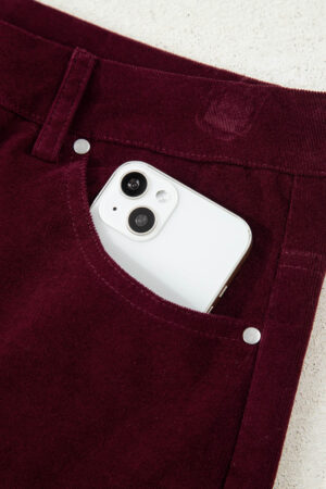 Burgundy Corduroy Solid Color High Waist Wide Leg Pants - Image 14