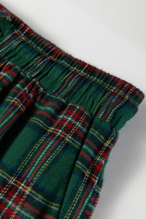 Green Plaid Contrast Patched Christmas Holiday Long Sleeve Shirt and Short 2pcs Pajama Set - Image 10