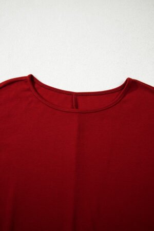 Red Dahlia Solid Color Extended Cuffs Long Sleeve Top - Image 8
