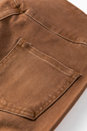 Coffee High Waist Button Fly Seamed Raw Hem Flare Jeans - Image 8