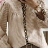 Brown Stripe Leopard Patchwork Long Sleeve Shirt