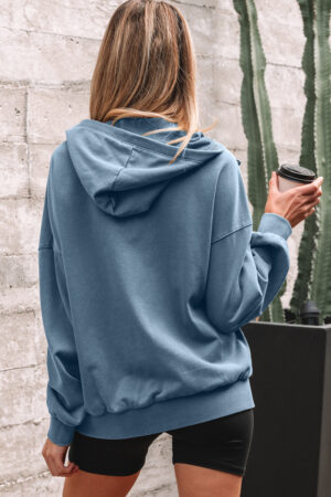 Ashleigh Blue Half Zip Kangaroo Pocket Mineral Wash Baggy Hoodie - Image 2