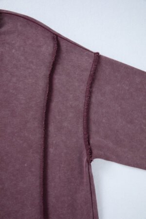 Red Sandalwood Mineral Wash Exposed Seam Side Slit Sweatshirt - Image 8