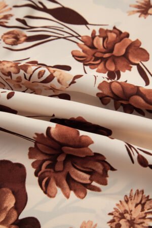 Brown Floral Print Button Down Poet Sleeve Shirt - Image 12