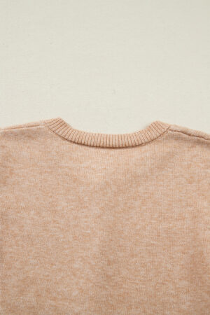 Oatmeal Ruffle Trim Gold Button Sweater Cardigan - Image 9