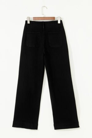 Black 2-Button High Waist Flared Bottom Jeans - Image 5