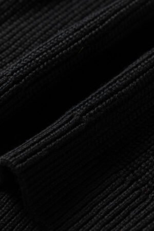 Black Contrast Striped Trim V Neck Drop Shoulder Sweater - Image 9
