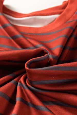 Orange Stripe Contrast Sleeve Patchwork Drop Shoulder Long Sleeve Sweatshirt - Image 12