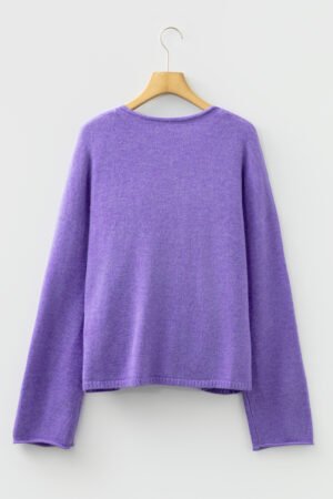 Wisteria Solid Color Knit Button Drop Shoulder Sweater Cardigan - Image 4