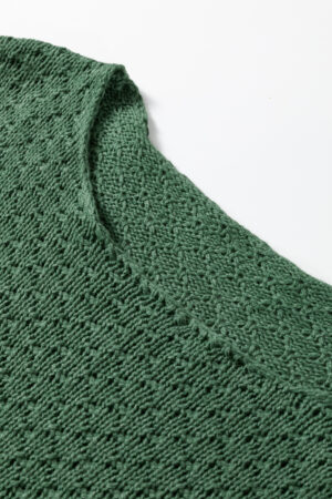 Mist Green Solid Lantern Sleeve Empire Waist Short Sweater Dress - Image 8