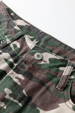 Green Camo Denim Cargo Wide Leg Pants - Image 8