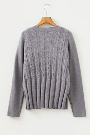 High Cable Knit Cardigan Sweater - Image 5