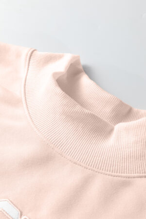 Light Pink Oversize Blessed Embroidered Mock Neck Sweatshirt - Image 18