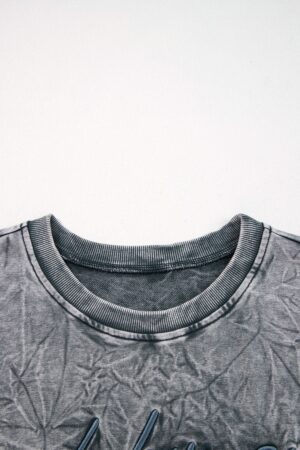 High-rise saved by grace Letter Embroidery Mineral Wash Loose Sweatshirt - Image 18