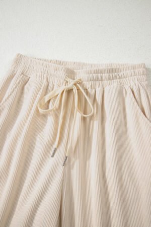Jet Stream Drawstring Elastic Waist Casual Corduroy Pants - Image 10
