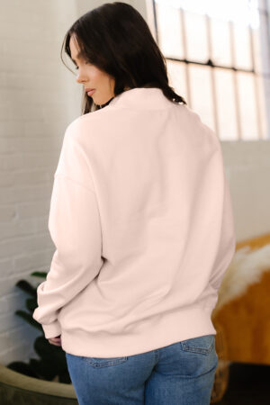 Light Pink Oversize Blessed Embroidered Mock Neck Sweatshirt - Image 8