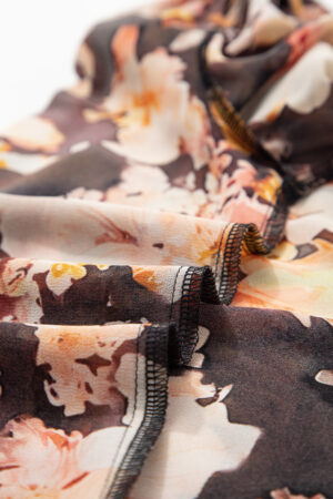 Black Floral V Neck Long Puff Sleeve Breezy Blouse - Image 18