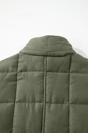 Green Zip-Up Pocket Quilted Jacket - Image 8