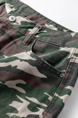 Green Camo Denim Cargo Wide Leg Pants - Image 7