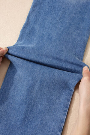Sky Blue Double Button Zip Fly Straight Leg Jeans - Image 13