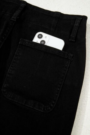 Black 2-Button High Waist Flared Bottom Jeans - Image 12