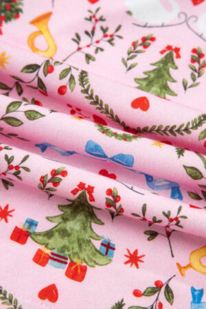 Pink Nutcracker Doll Christmas Print Ribbon Tie Waist Short 2pcs Pajama Set - Image 16