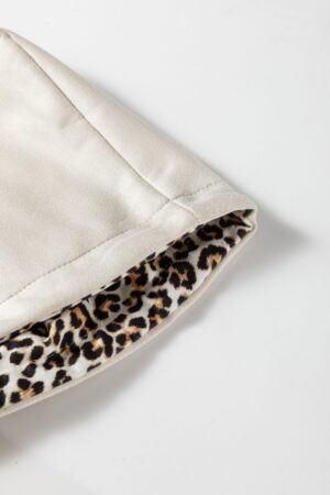 Jet Stream Leopard Contrast Drawstring Hood Drop Shoulder Loose Top - Image 10
