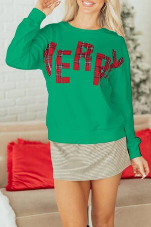 Sea Green Plaid MERRY Christmas Vacation Sweatshirt - Image 15