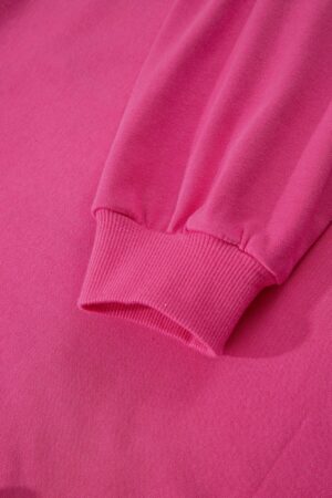 Rose Red Lucky Clover Embroidered Loose Pullover Sweatshirt - Image 8