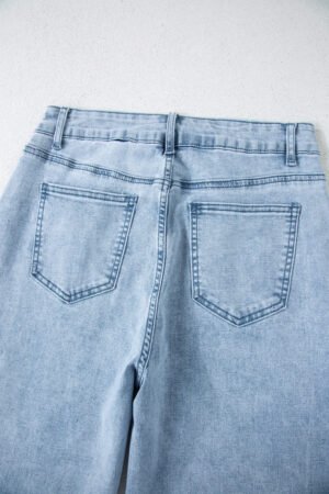 Beau Blue Bow Knot Side Detail Straight Leg Loose Jeans - Image 16