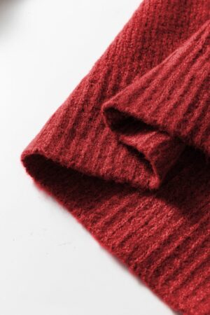 Fiery Red Heart Metal Button V Neck Cardigan Sweater - Image 15