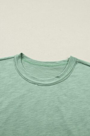 Canton Cuffed Short Sleeve Tee Raw Seam Patch Pocket Drawstring Pants Set - Image 7