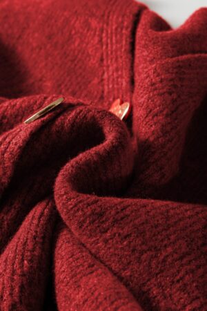 Fiery Red Heart Metal Button V Neck Cardigan Sweater - Image 16