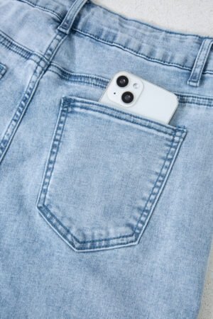 Beau Blue Bow Knot Side Detail Straight Leg Loose Jeans - Image 15
