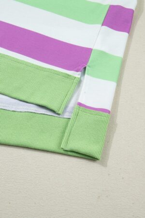 Green Stripe Lucky Clover Embroidered Graphic Dolman Loose Tee - Image 8