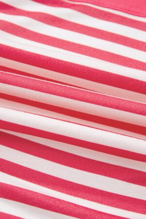 Pink Stripe Color Block Patchwork Drop Shoulder Long Sleeve Tunic Top - Image 7