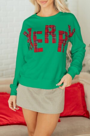 Sea Green Plaid MERRY Christmas Vacation Sweatshirt - Image 17