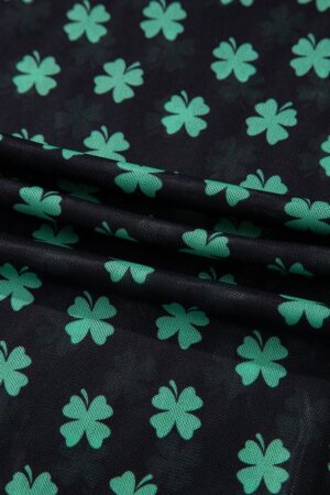 Green St Patrick Shamrock Printed Long Sleeve Mesh Bodysuit - Image 9